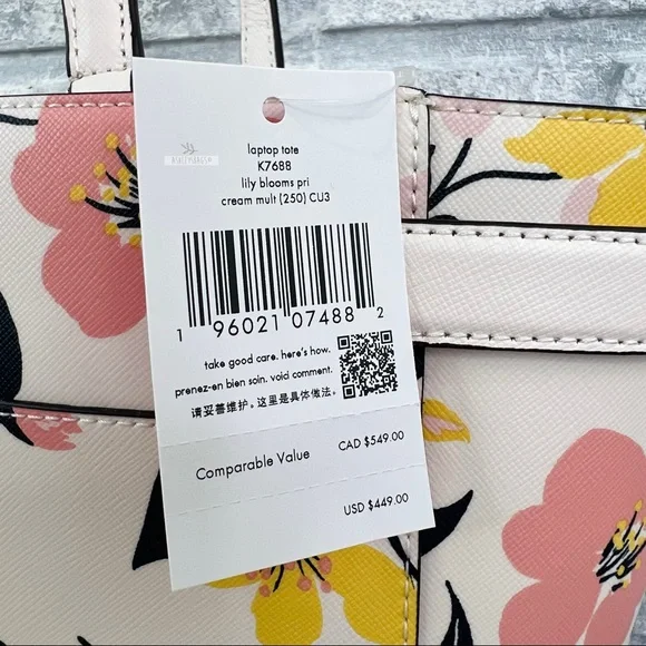 Kate Spade Lily Blooms Large Laptop Tote Shoulder Bag - Picture 10 of 11